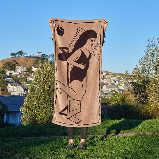 Smoking at the Beach Towel by Sarah Thibault